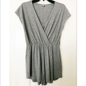 Urban Outfitters gray ribbed surplice romper
